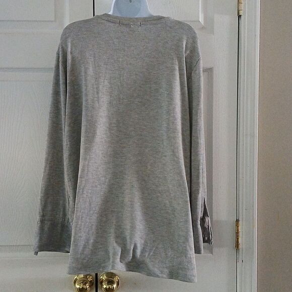 Derek Heart gray upper and blue white striped lower long sleeve top Sz 3X NWOT - Picture 4 of 5